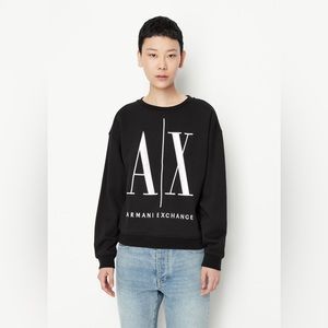 armani exchange black white big logo  sweatshirt